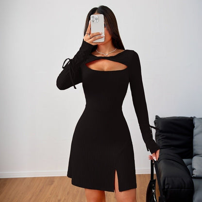 Cutout Dress with Split Details and Ties - TayDiane
