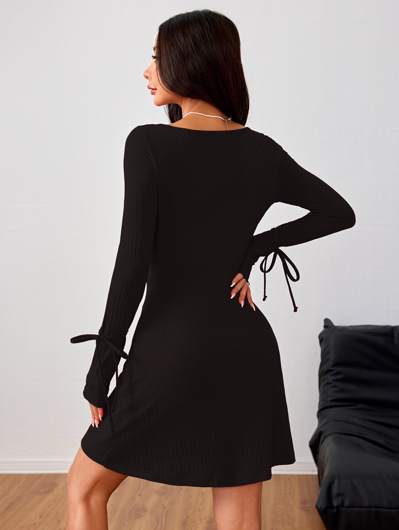 Cutout Dress with Split Details and Ties - TayDiane