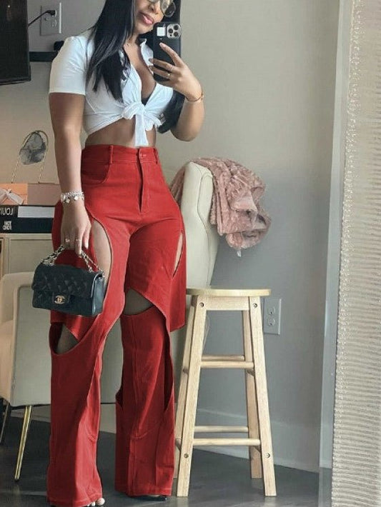 Cutout High - Waist Flare Plants - TayDiane