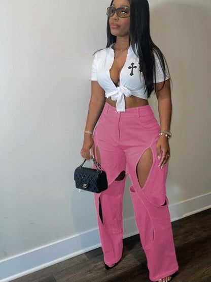 Cutout High - Waist Flare Plants - TayDiane