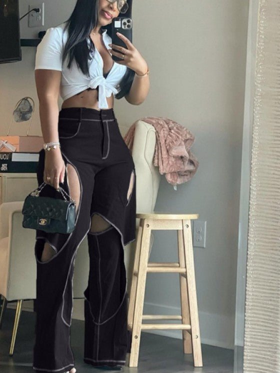 Cutout High - Waist Flare Plants - TayDiane