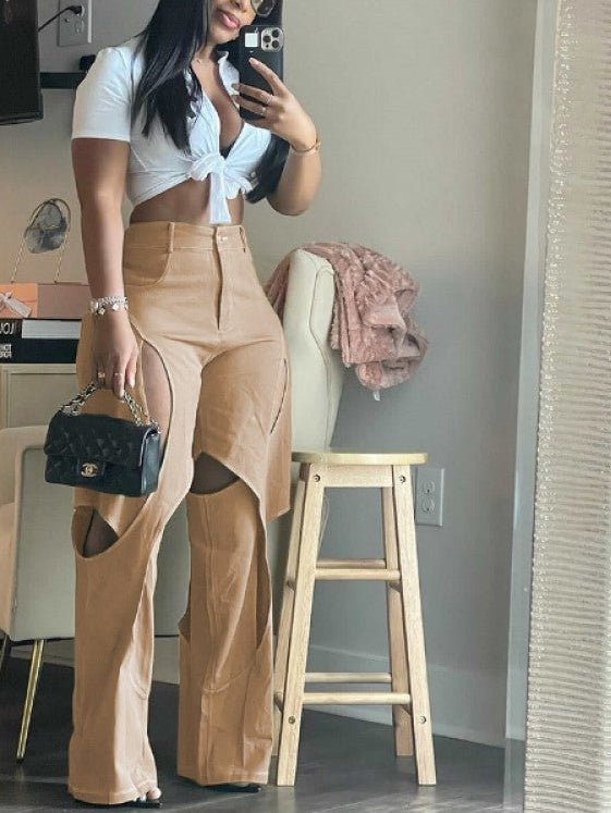 Cutout High - Waist Flare Plants - TayDiane