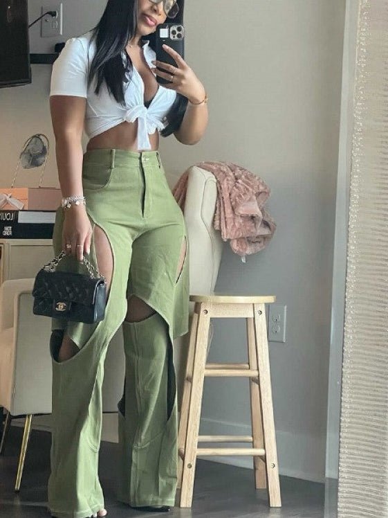 Cutout High - Waist Flare Plants - TayDiane