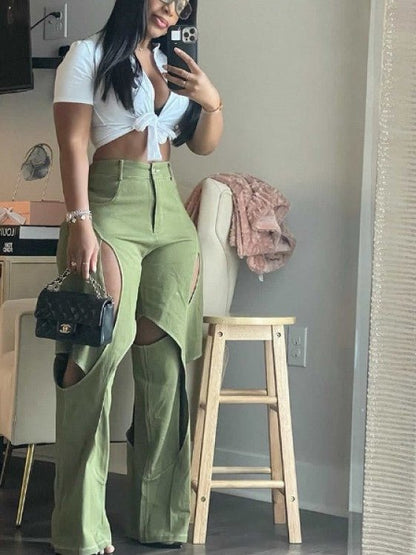 Cutout High - Waist Flare Plants - TayDiane
