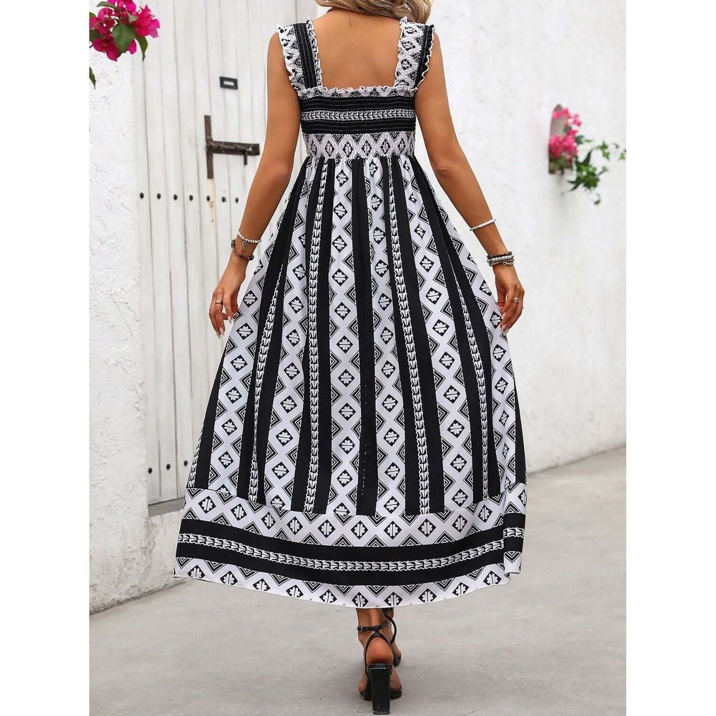 Black & White Printed Cami Dress