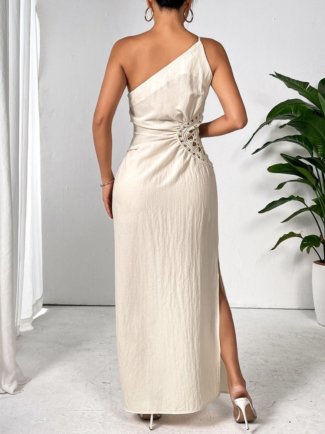 Slit One Shoulder Maxi Dress