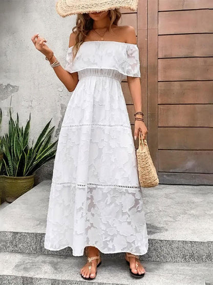 Off-Shoulder White Maxi Dress