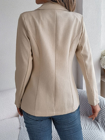 Decorative Pocket Flap Lapel Collar Long Sleeve Blazer - TayDiane