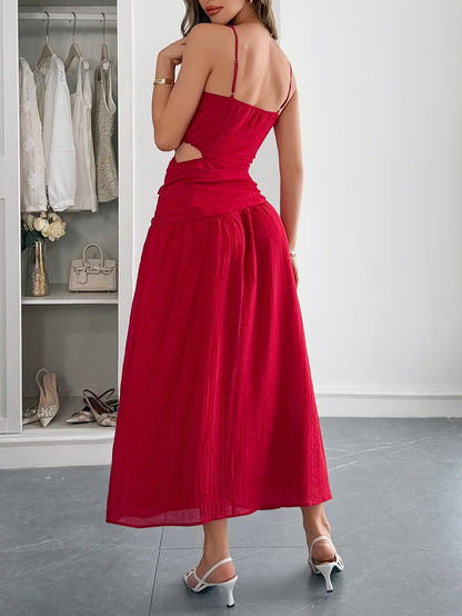 Deep V - Neck Plunge Midi Dress - TayDiane