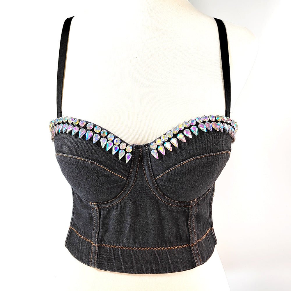 Denim Bustier with Rhinestone's - TayDiane