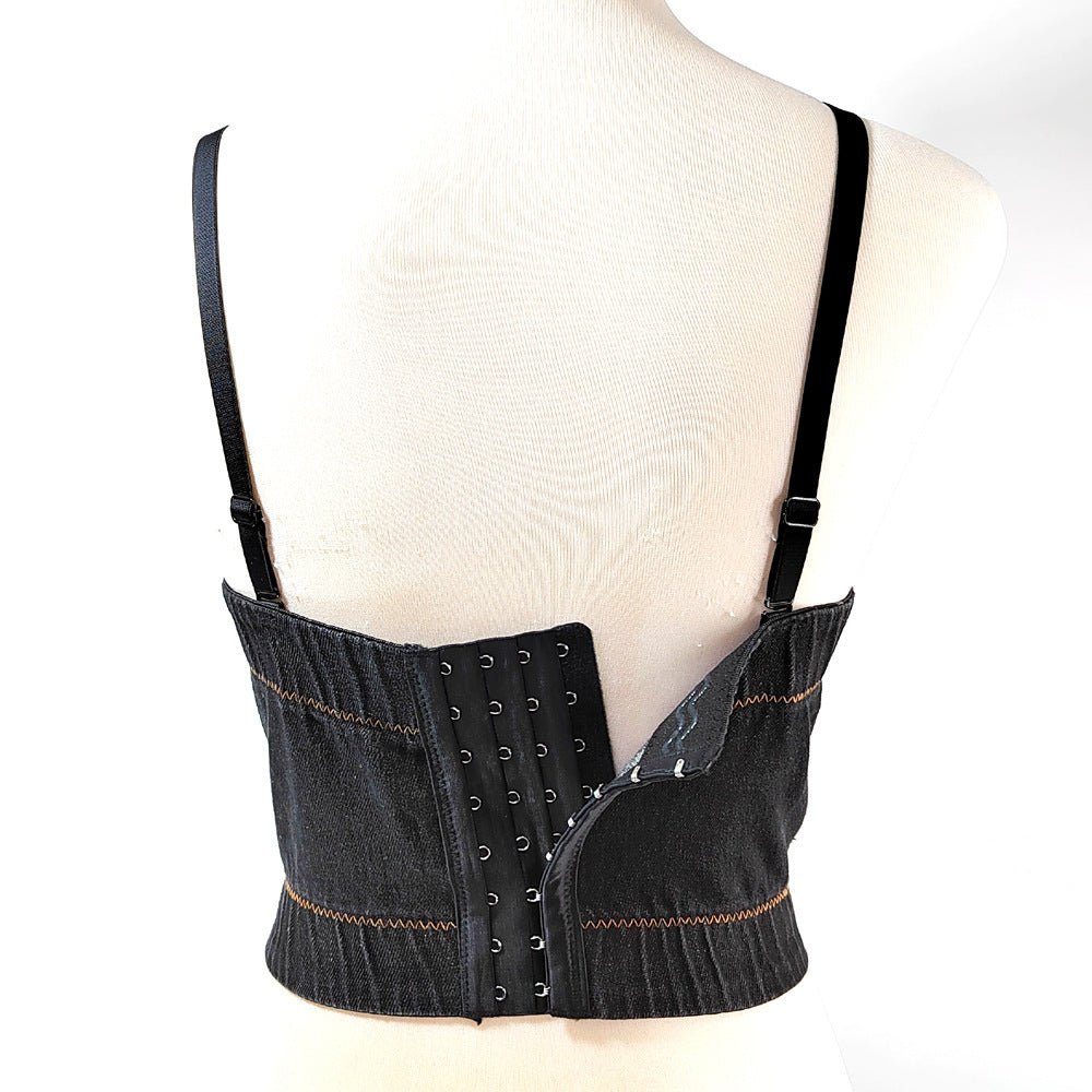 Denim Bustier with Rhinestone's - TayDiane