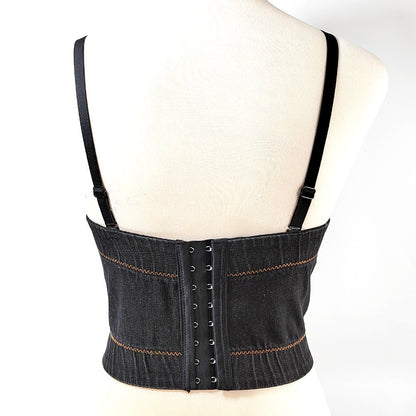 Denim Bustier with Rhinestone's - TayDiane