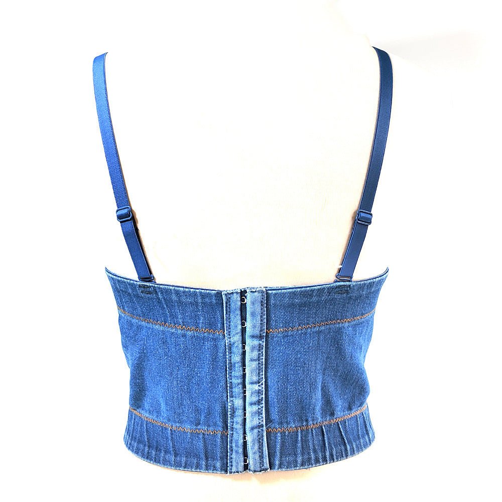 Denim Bustier with Rhinestone's - TayDiane