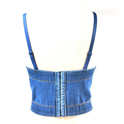 Denim Bustier with Rhinestone's - TayDiane