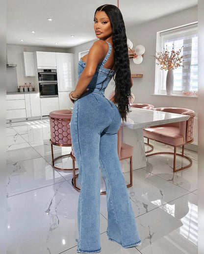 Denim Suspender Jumpsuit - TayDiane