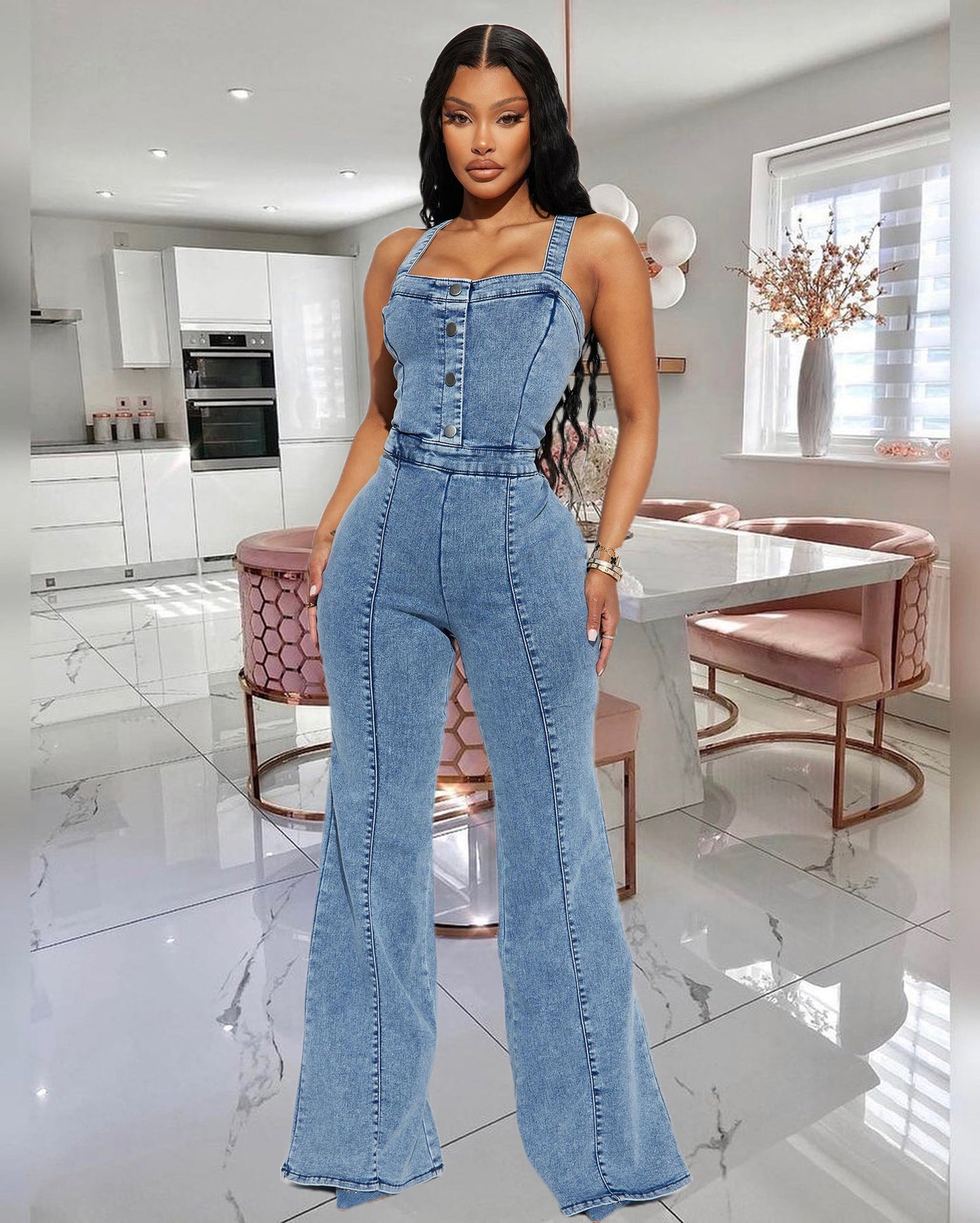 Denim Suspender Jumpsuit - TayDiane