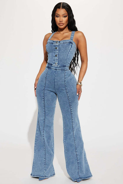 Denim Suspender Jumpsuit - TayDiane