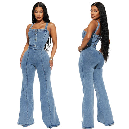 Denim Suspender Jumpsuit - TayDiane