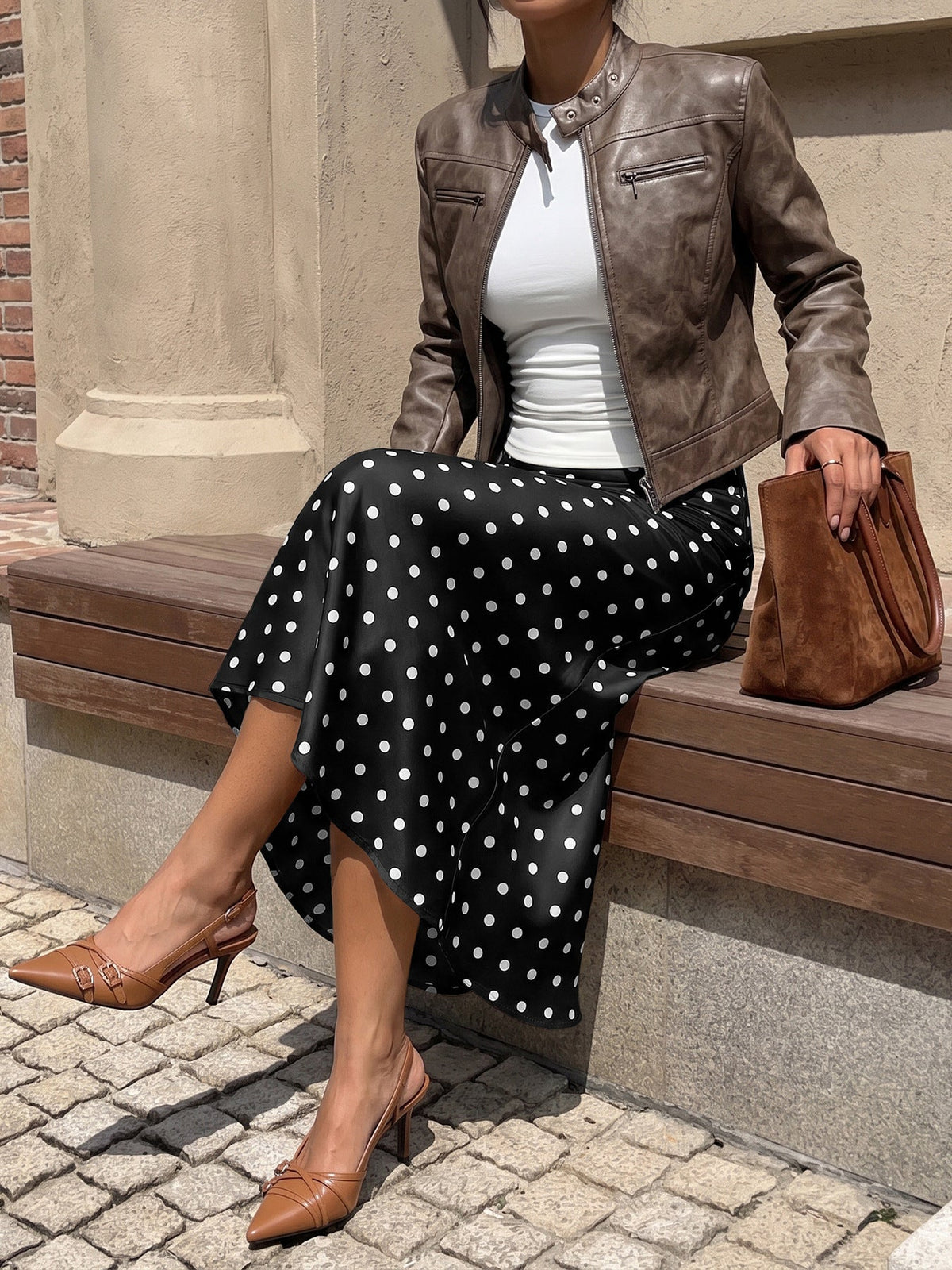 Dottie Polka Dot Midi Skirt - Taydiane