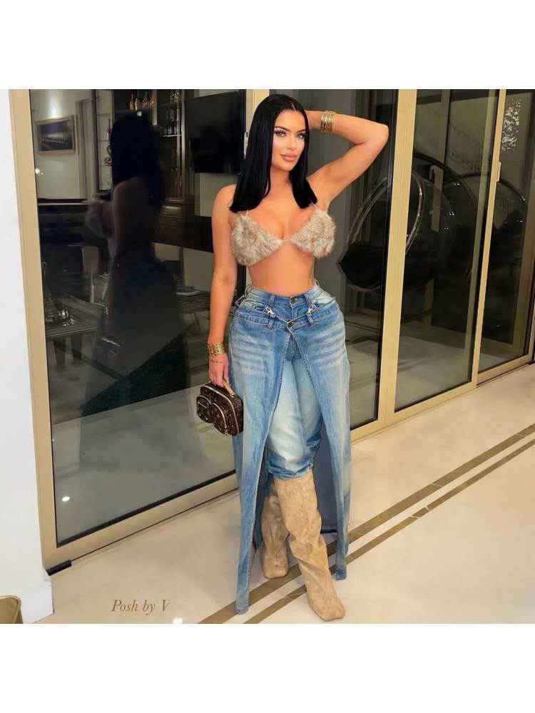Double Take Layered Denim Jeans - Taydiane