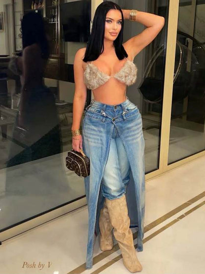 Double Take Layered Denim Jeans - Taydiane