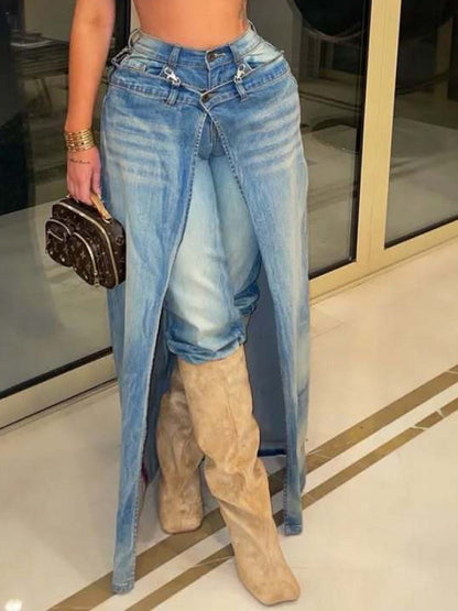 Double Take Layered Denim Jeans - Taydiane