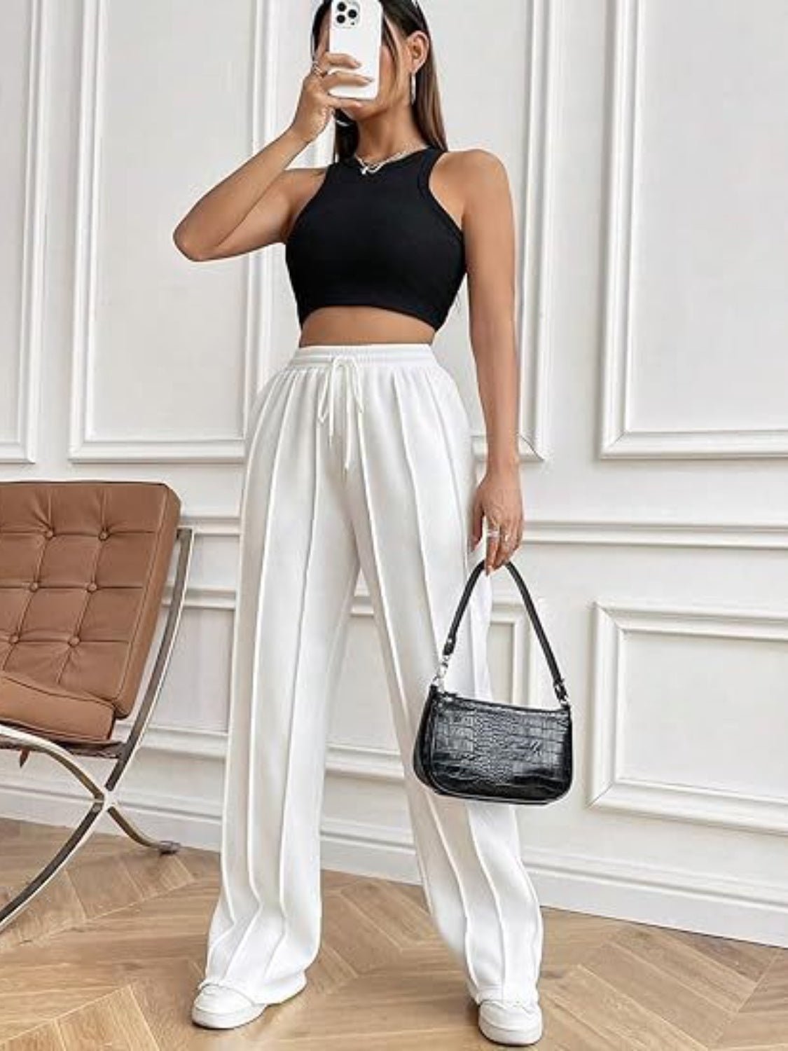 Drawstring Wide Leg Pants with Pockets - TayDiane