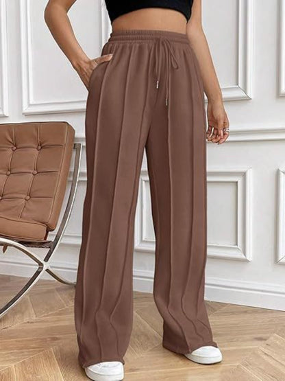 Drawstring Wide Leg Pants with Pockets - TayDiane