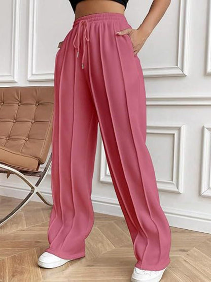 Drawstring Wide Leg Pants with Pockets - TayDiane