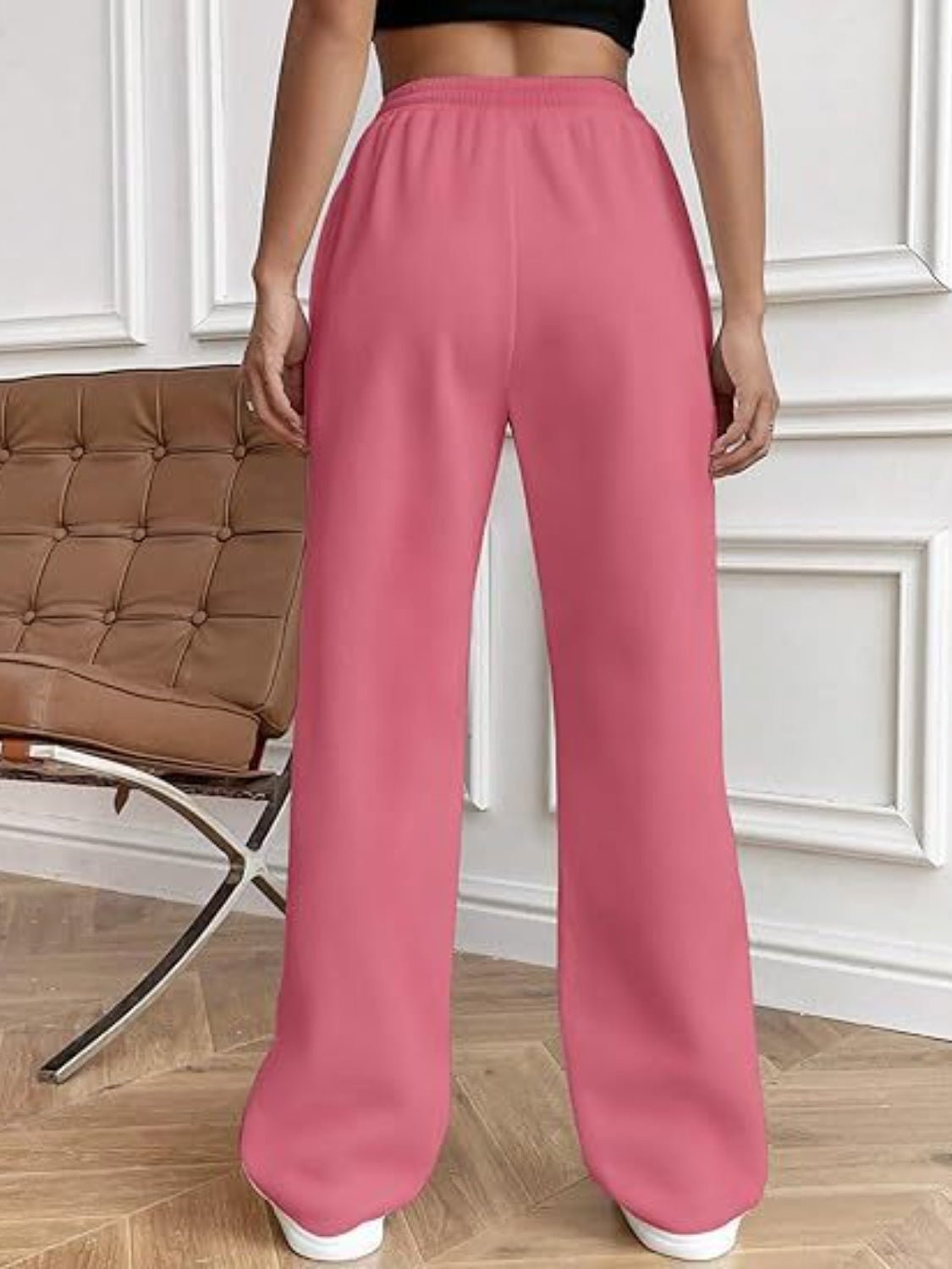 Drawstring Wide Leg Pants with Pockets - TayDiane