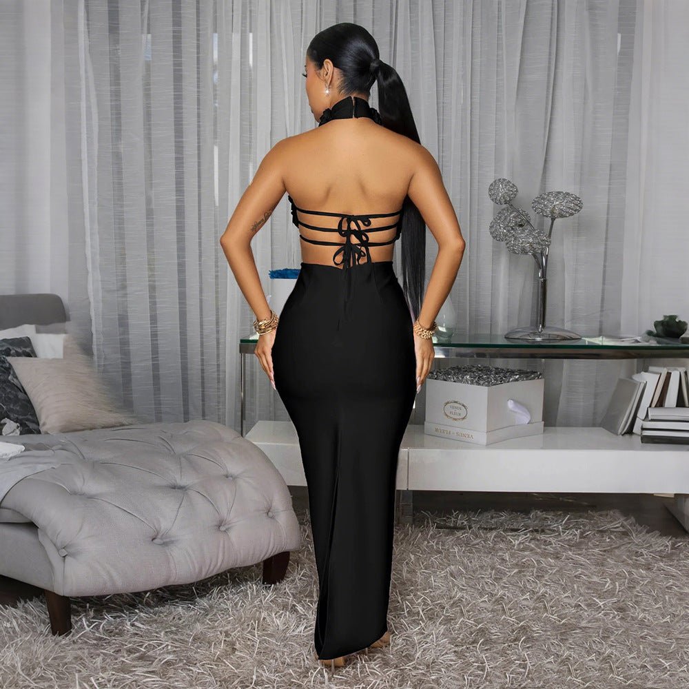 Dress Sexy Halter Large Floral Evening Dress Women - Taydiane