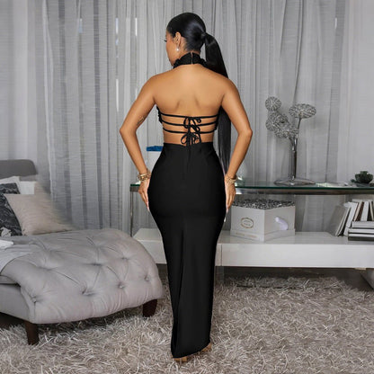 Dress Sexy Halter Large Floral Evening Dress Women - Taydiane