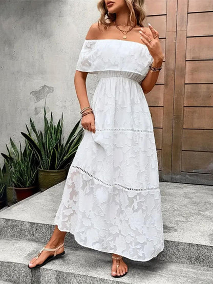 Off-Shoulder White Maxi Dress