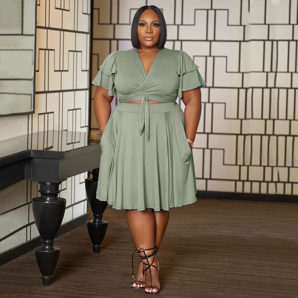 Effortless Charm Curvy Size Skirt Set - Taydiane