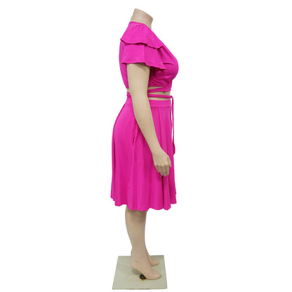 Effortless Charm Curvy Size Skirt Set - Taydiane