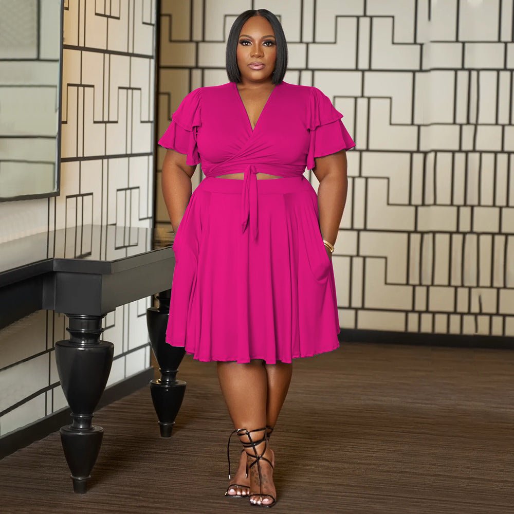 Effortless Charm Curvy Size Skirt Set - Taydiane