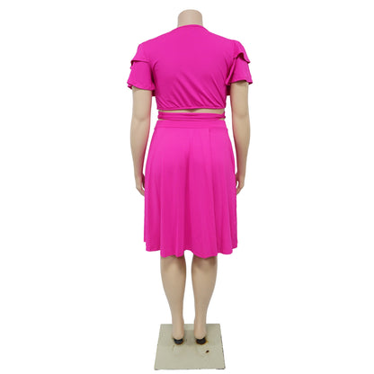 Effortless Charm Curvy Size Skirt Set - Taydiane