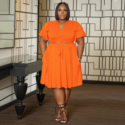 Effortless Charm Curvy Size Skirt Set - Taydiane