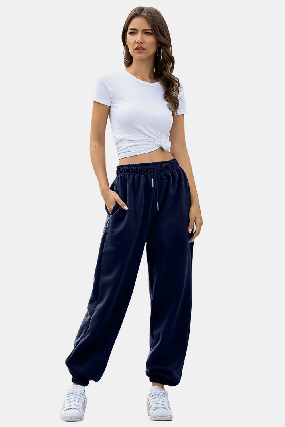 Elastic Waist Joggers with Pockets - TayDiane