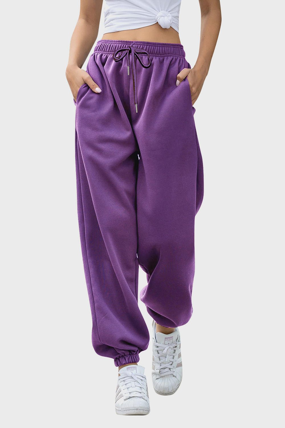 Elastic Waist Joggers with Pockets - TayDiane