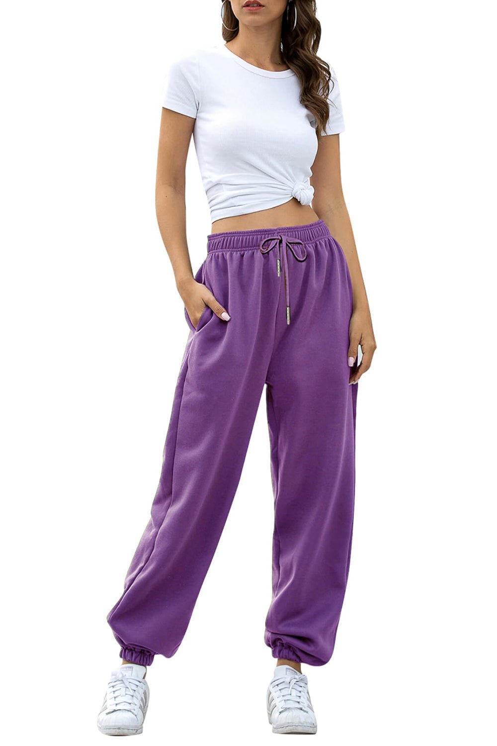 Elastic Waist Joggers with Pockets - TayDiane