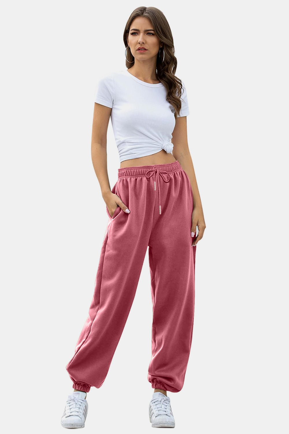 Elastic Waist Joggers with Pockets - TayDiane