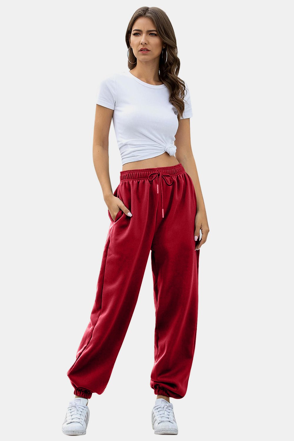 Elastic Waist Joggers with Pockets - TayDiane