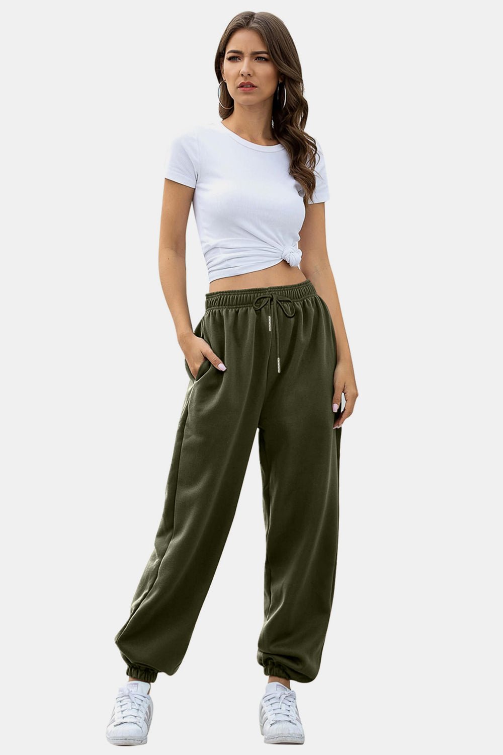 Elastic Waist Joggers with Pockets - TayDiane