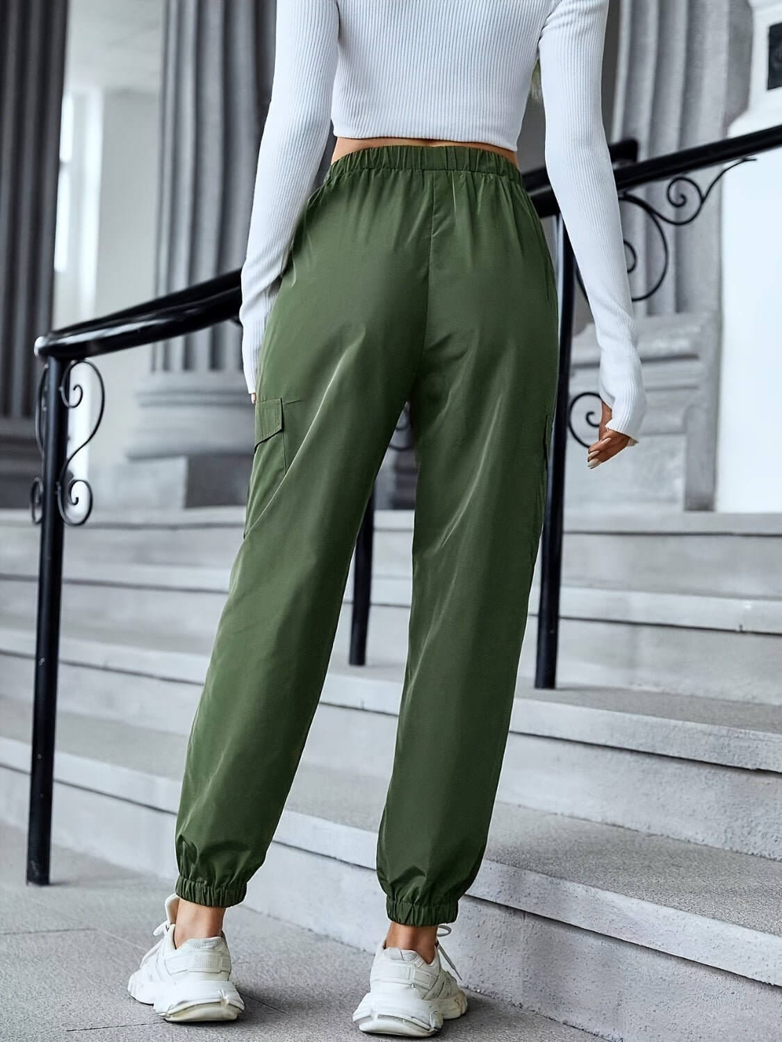 Elastic Waist Pants with Pockets - TayDiane