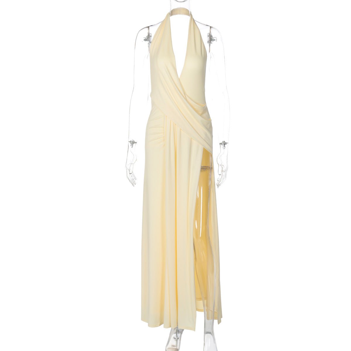 Elegant Backless Halter Maxi Dress - Taydiane