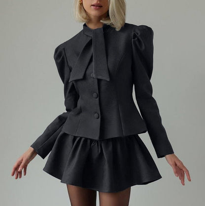Elegant Bow Tie Top and Skirt Two - Piece Set - TayDiane