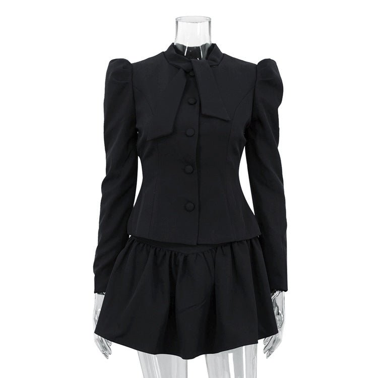 Elegant Bow Tie Top and Skirt Two - Piece Set - TayDiane