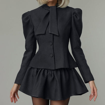 Elegant Bow Tie Top and Skirt Two - Piece Set - TayDiane