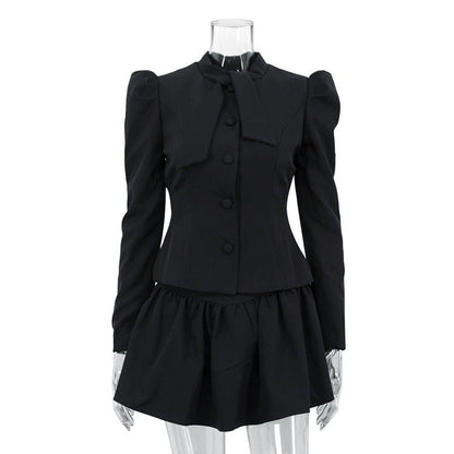 Elegant Bow Tie Top and Skirt Two - Piece Set - TayDiane